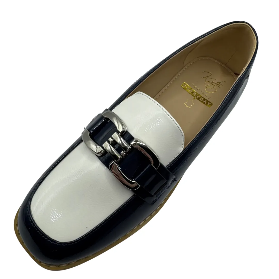 Kate Appleby Navy & Cream Patent Loafers