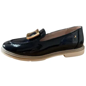 Kate Appleby Navy Patent Loafer with Gold Detail