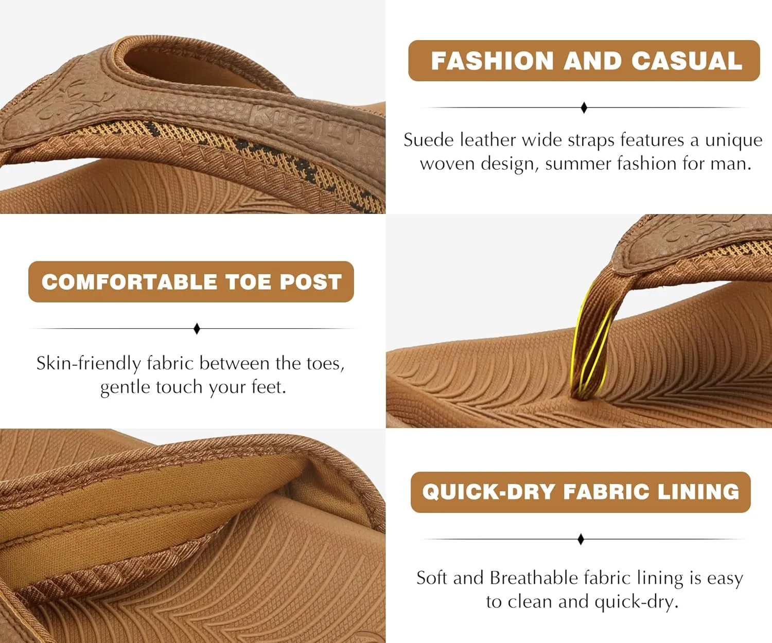 KuaiLu Mens Sport Flip Flops Comfort Orthotic Thong Sandals with Plantar Fasciitis Arch Support Outdoor Summer Beach Size 7~15
