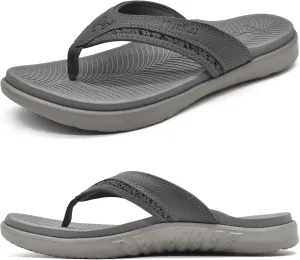 KuaiLu Mens Sport Flip Flops Comfort Orthotic Thong Sandals with Plantar Fasciitis Arch Support Outdoor Summer Beach Size 7~15