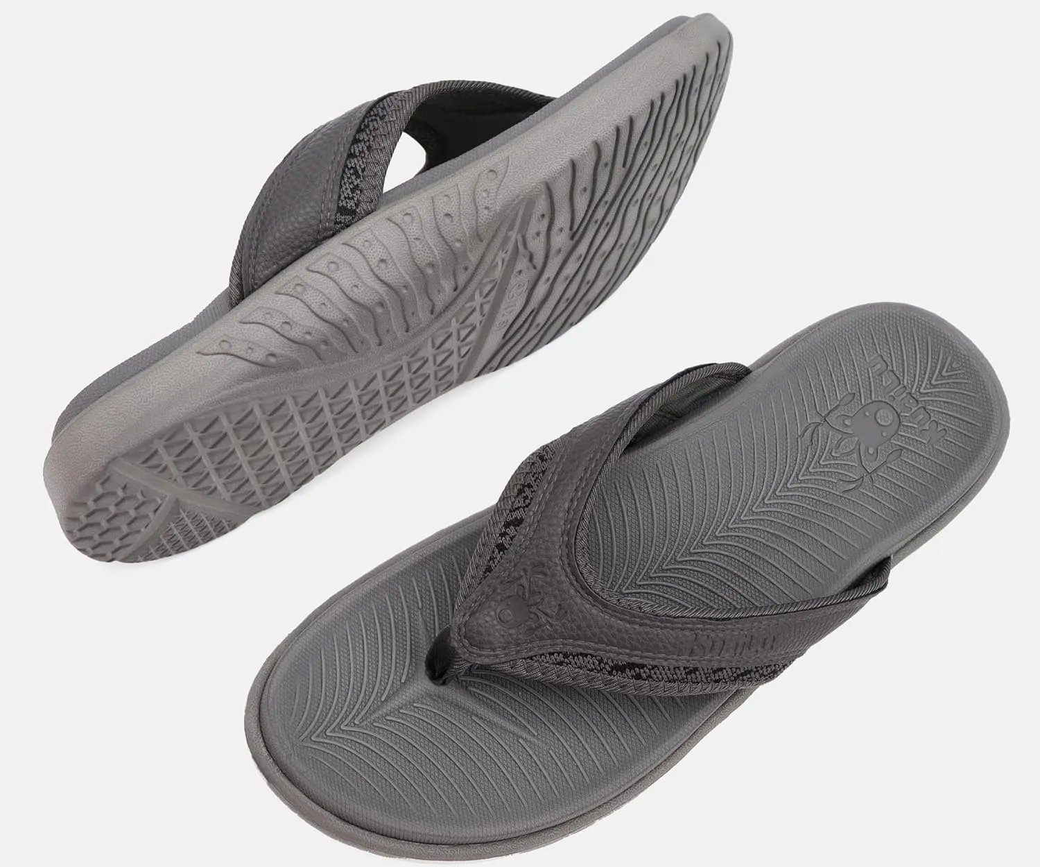 KuaiLu Mens Sport Flip Flops Comfort Orthotic Thong Sandals with Plantar Fasciitis Arch Support Outdoor Summer Beach Size 7~15