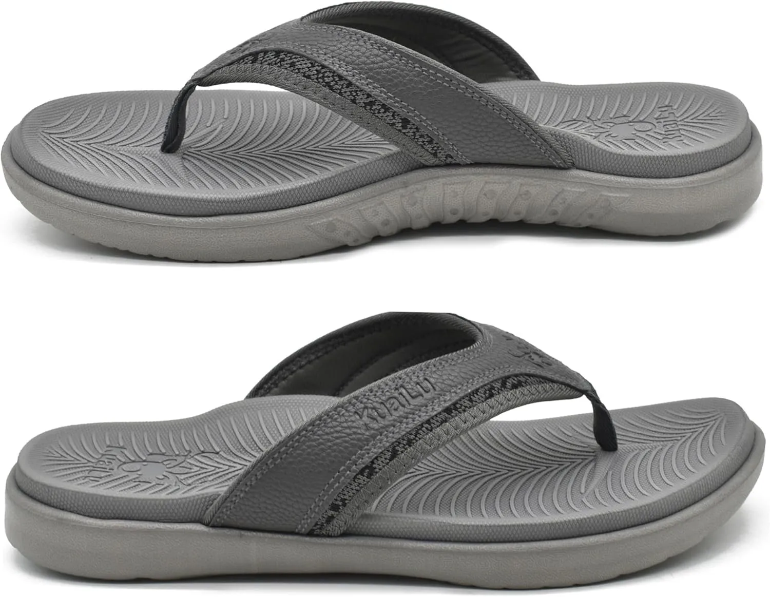 KuaiLu Mens Sport Flip Flops Comfort Orthotic Thong Sandals with Plantar Fasciitis Arch Support Outdoor Summer Beach Size 7~15