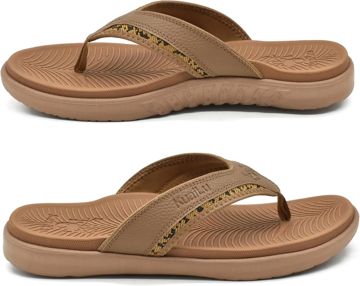 KuaiLu Mens Sport Flip Flops Comfort Orthotic Thong Sandals with Plantar Fasciitis Arch Support Outdoor Summer Beach Size 7~15