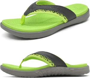 KuaiLu Mens Sport Flip Flops Comfort Orthotic Thong Sandals with Plantar Fasciitis Arch Support Outdoor Summer Beach Size 7~15