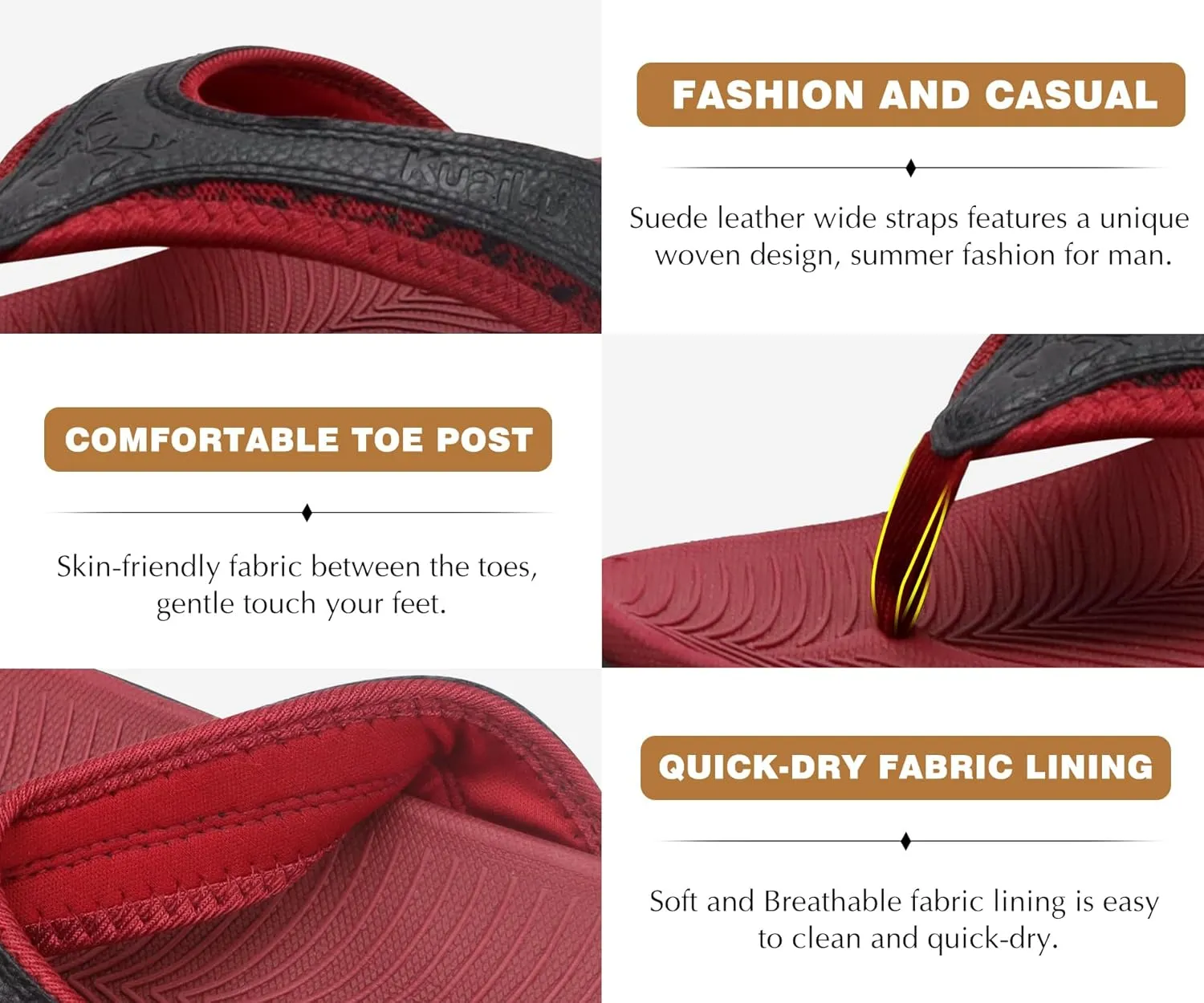 KuaiLu Mens Sport Flip Flops Comfort Orthotic Thong Sandals with Plantar Fasciitis Arch Support Outdoor Summer Beach Size 7~15