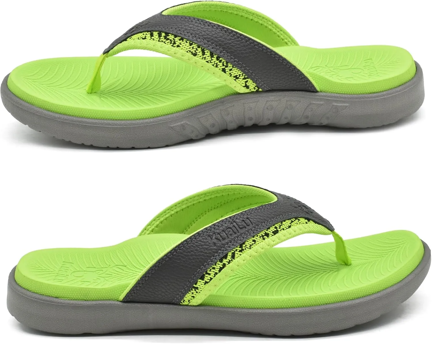KuaiLu Mens Sport Flip Flops Comfort Orthotic Thong Sandals with Plantar Fasciitis Arch Support Outdoor Summer Beach Size 7~15