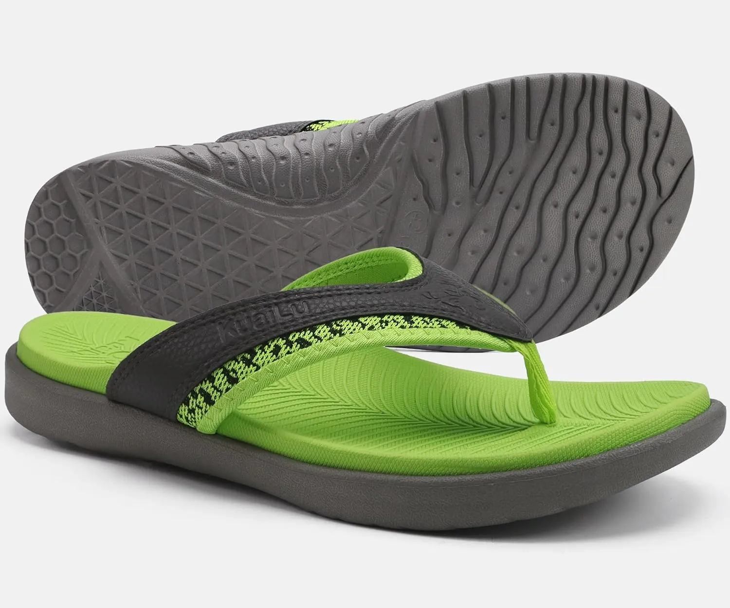 KuaiLu Mens Sport Flip Flops Comfort Orthotic Thong Sandals with Plantar Fasciitis Arch Support Outdoor Summer Beach Size 7~15