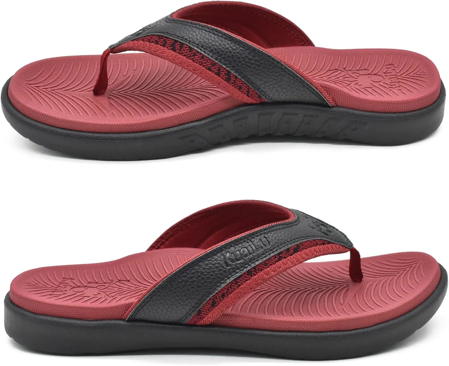 KuaiLu Mens Sport Flip Flops Comfort Orthotic Thong Sandals with Plantar Fasciitis Arch Support Outdoor Summer Beach Size 7~15