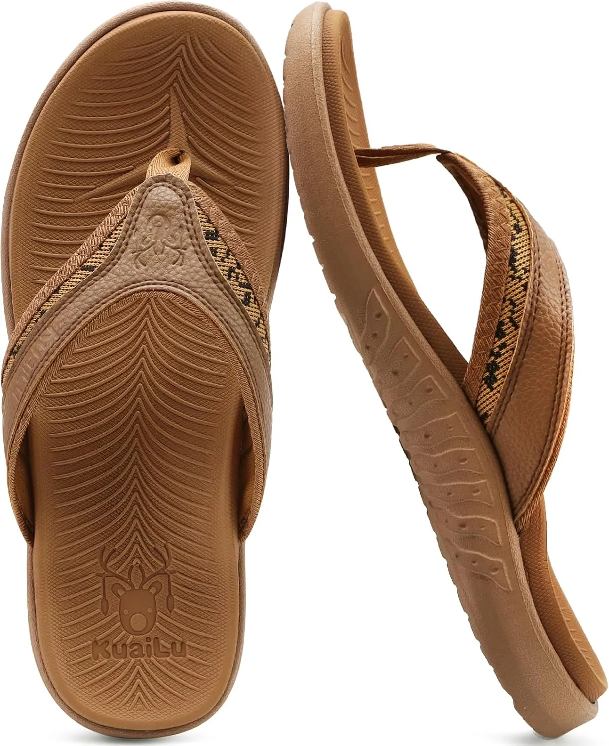 KuaiLu Mens Sport Flip Flops Comfort Orthotic Thong Sandals with Plantar Fasciitis Arch Support Outdoor Summer Beach Size 7~15