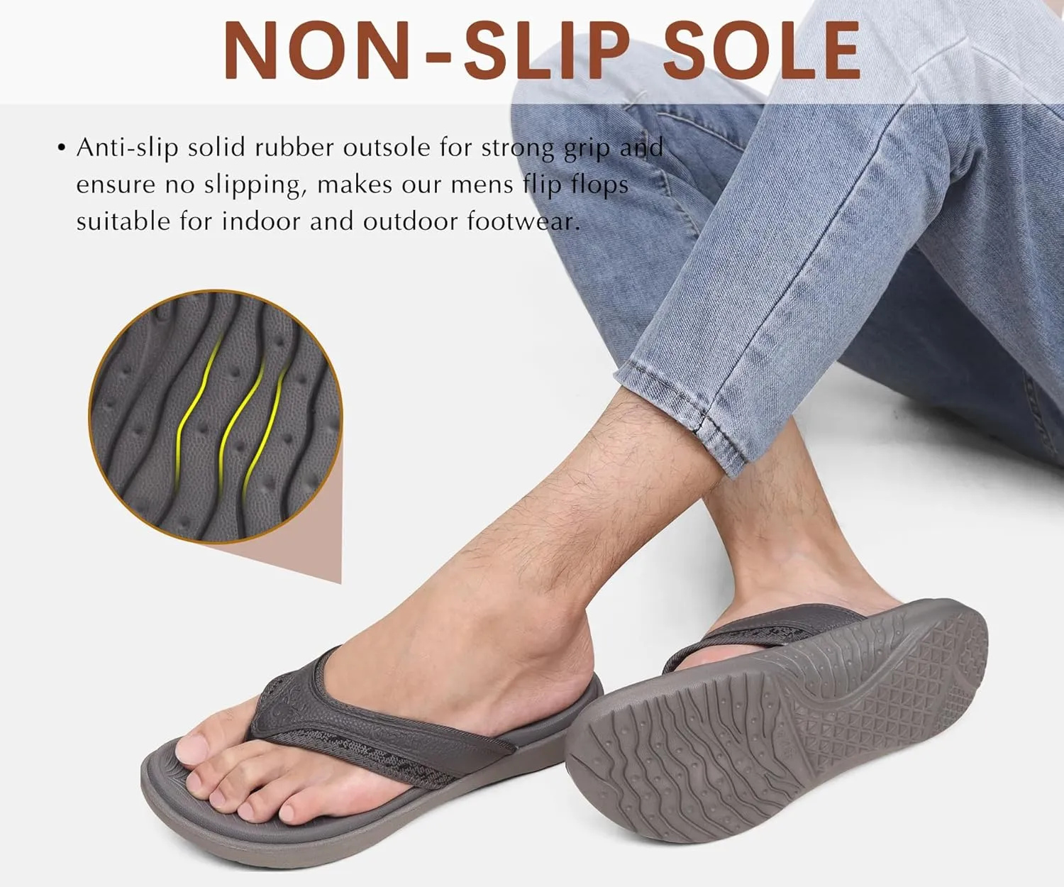 KuaiLu Mens Sport Flip Flops Comfort Orthotic Thong Sandals with Plantar Fasciitis Arch Support Outdoor Summer Beach Size 7~15