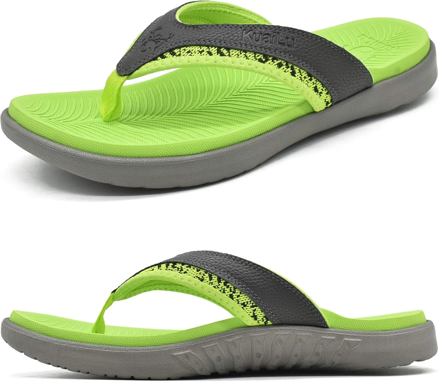 KuaiLu Mens Sport Flip Flops Comfort Orthotic Thong Sandals with Plantar Fasciitis Arch Support Outdoor Summer Beach Size 7~15