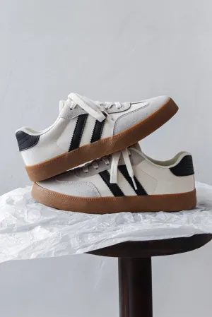 Lace Up Sneaker — White with Black Stripe