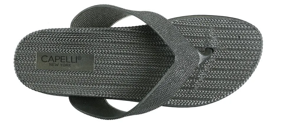 Ladies Pewter Grey Glitter Textured Flip Flop