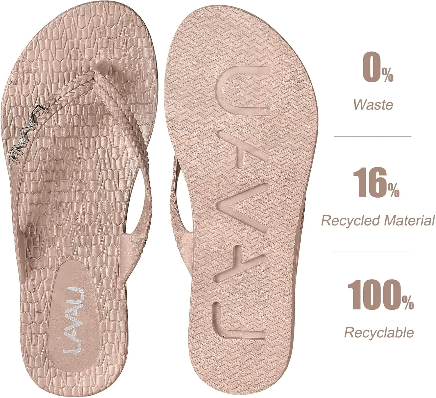 LAVAU Women Waterproof Flip Flops, Shower & Water No-Slip Sandals for Pool and Beach