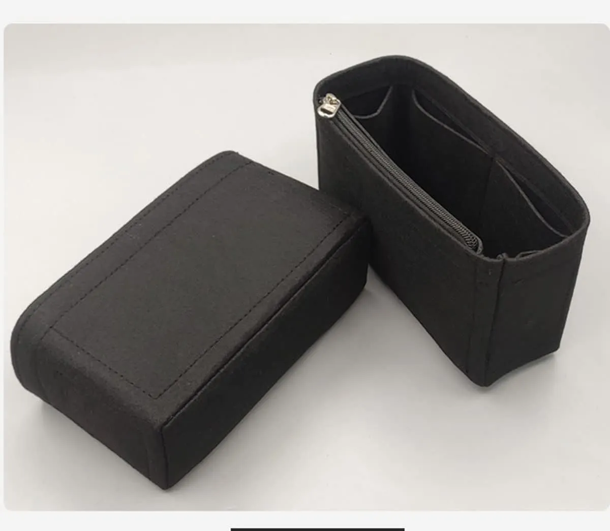 Lckaey Purse Organizer Insert for Chanel 19 Small bag with Side Zipper Pocket Handbag Chanel Maxi Flip bag Organizer Y002black-M