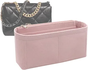 Lckaey Purse Organizer Insert for Chanel 19 Small bag with Side Zipper Pocket Handbag Chanel Maxi Flip bag Organizer Y002pink-L