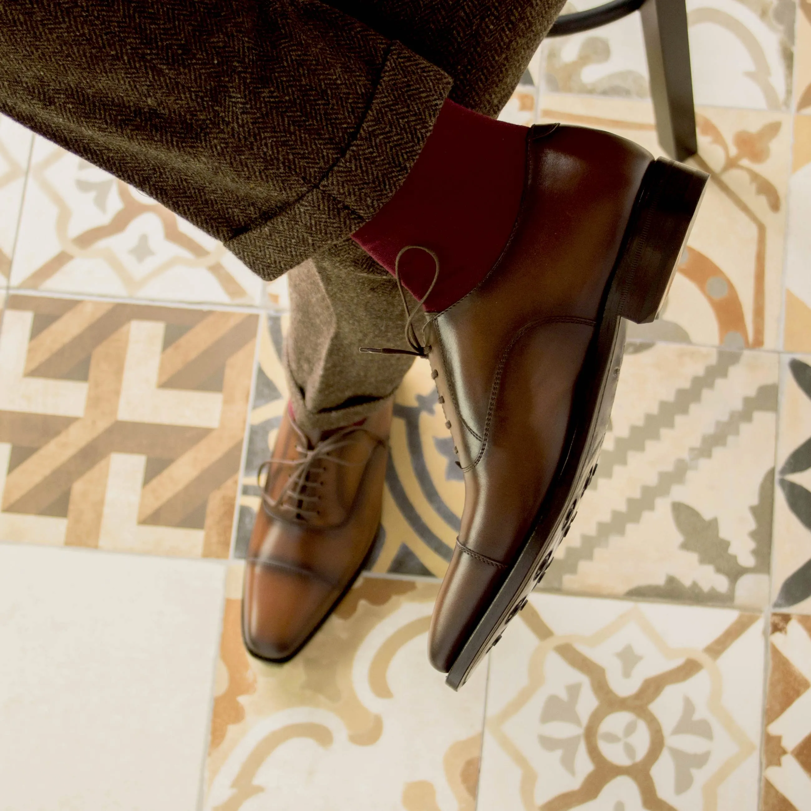 Leather Oxford Monti │ Med Brown Burn-Effect