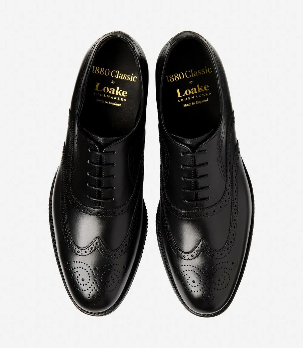 LOAKE CASTLEGATE BLACK OXFORD BROGUE RUBBER SOLE F-MEDIUM