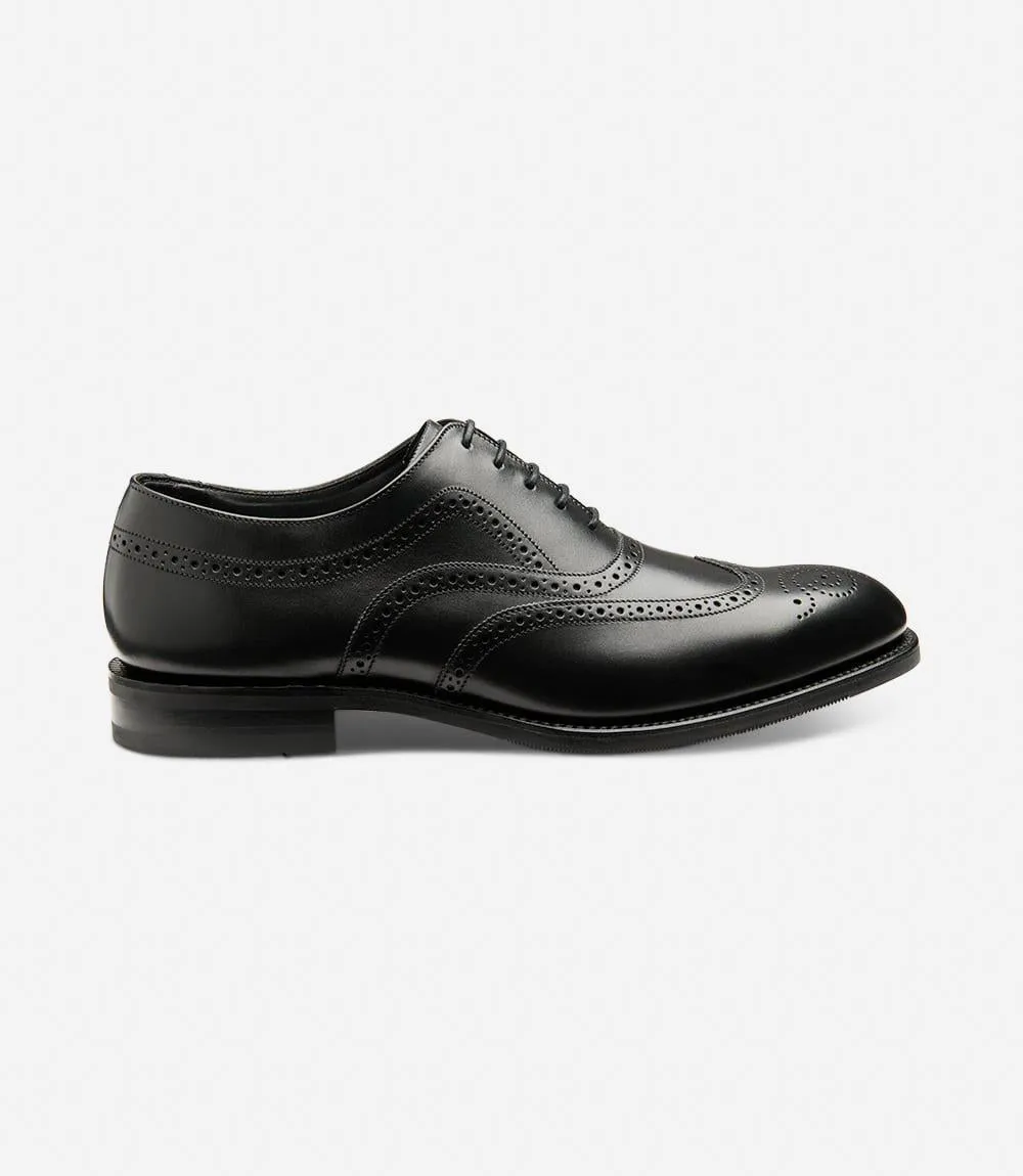 LOAKE CASTLEGATE BLACK OXFORD BROGUE RUBBER SOLE F-MEDIUM
