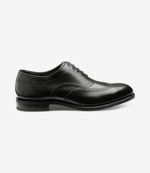 LOAKE CASTLEGATE BLACK OXFORD BROGUE RUBBER SOLE F-MEDIUM