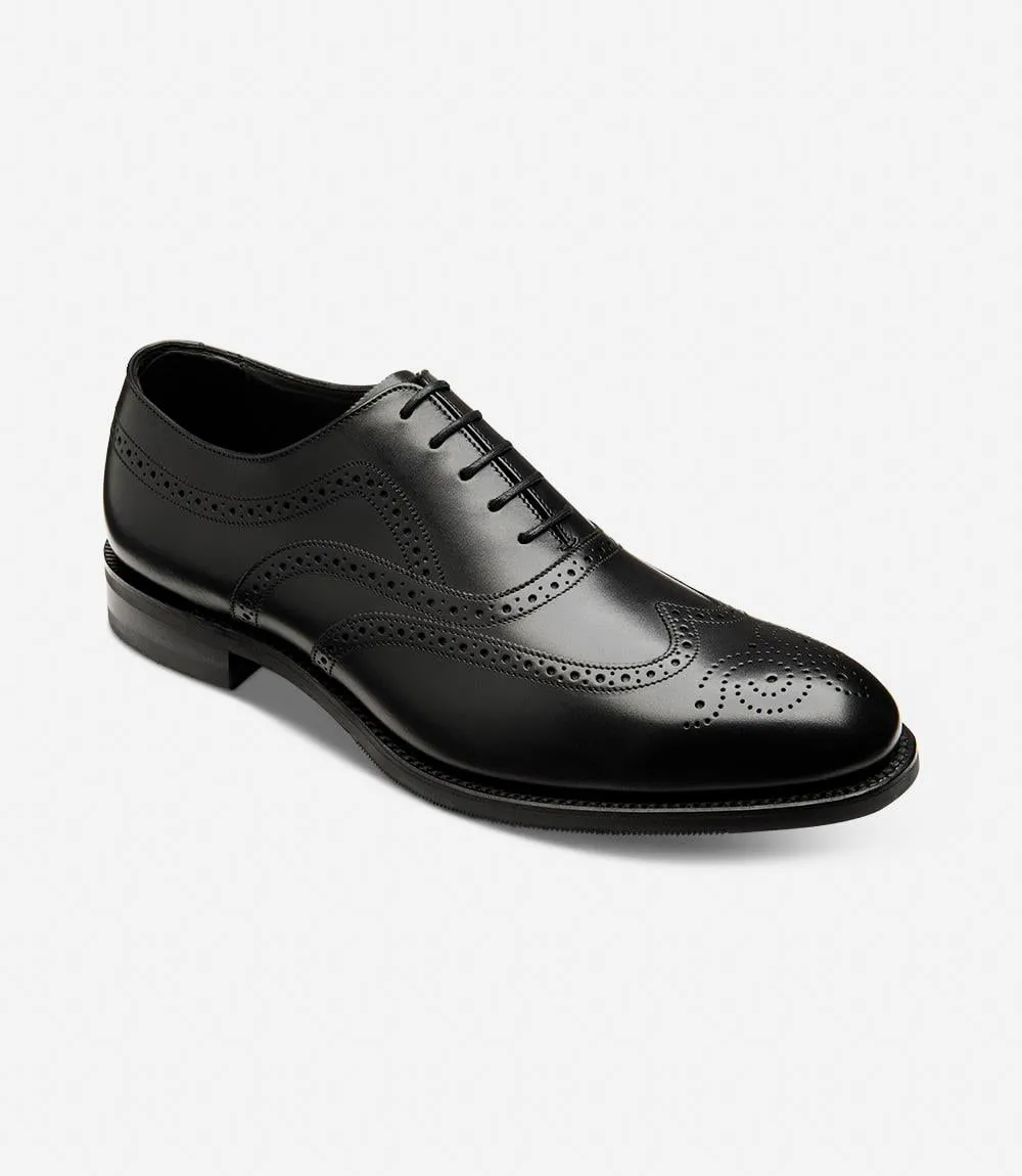 LOAKE CASTLEGATE BLACK OXFORD BROGUE RUBBER SOLE F-MEDIUM
