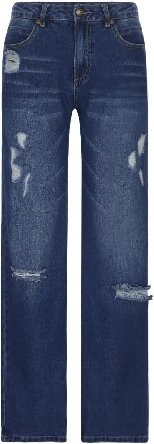 Low Rise Baggy Trendy Jeans for Women Wide Leg Boyfriend Jeans Vintage Loose Fit Mom Denim Pants Streetwear