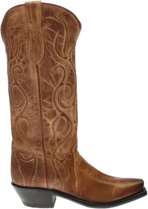 Lucchese Womens Patsy Mad Dog Goat Square Toe Casual Boots Mid Calf Low Heel 1-2" - Brown - Size 7 B