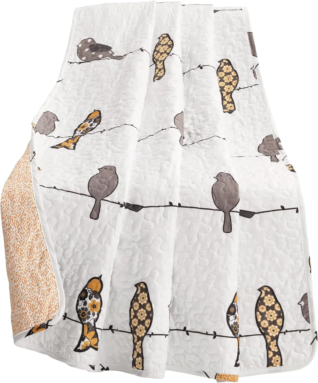 Lush Decor Rowley Birds Throw Blanket, 60" x 50", Yellow & Gray