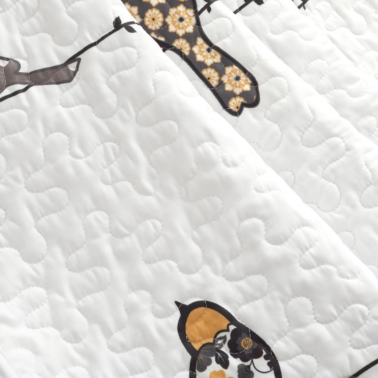 Lush Decor Rowley Birds Throw Blanket, 60" x 50", Yellow & Gray