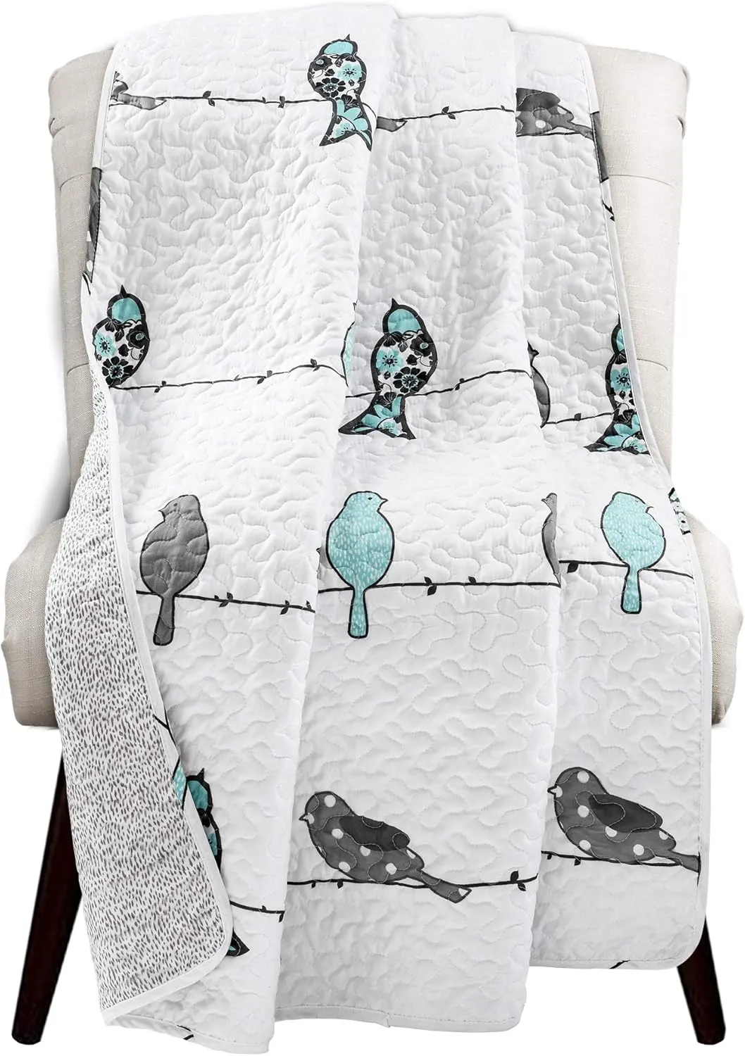 Lush Decor Rowley Birds Throw Blanket, Blue & Gray, 60" L x 50" W