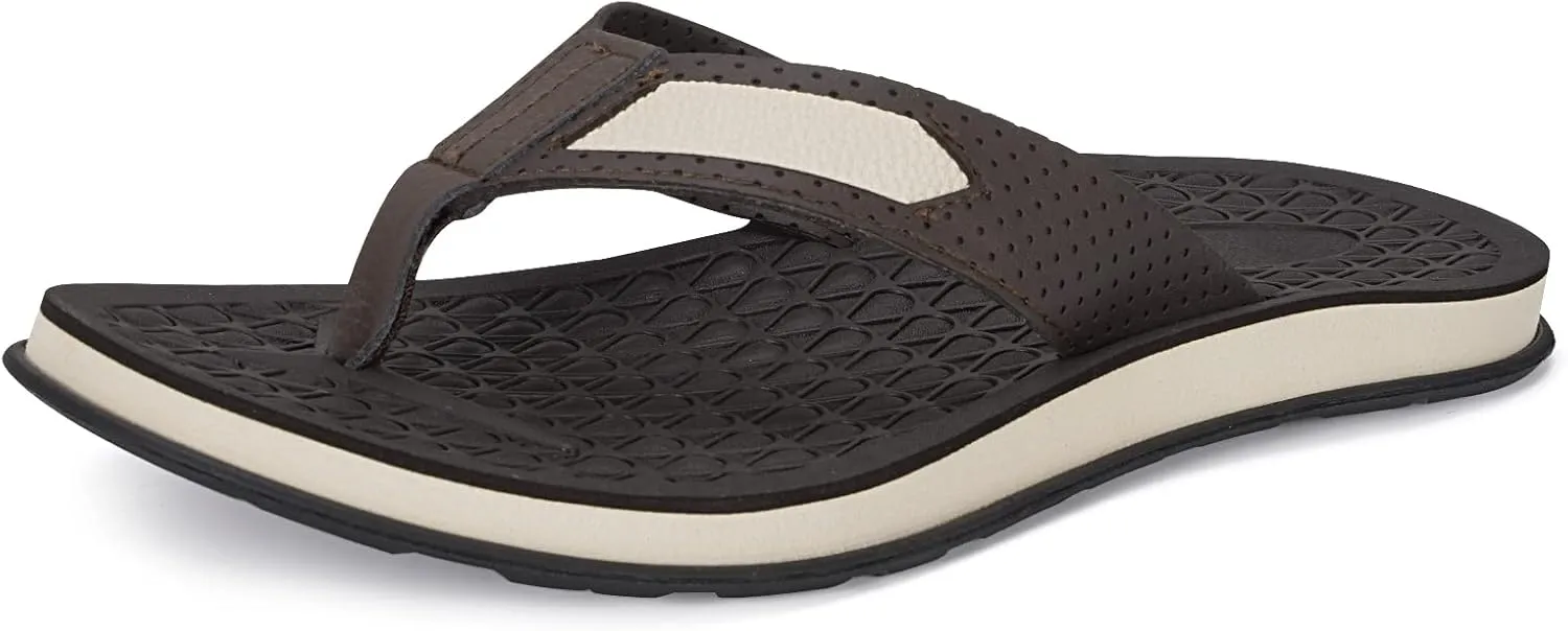 MALIDA Flip Flops For Men Non-Slip Bathroom Shower Shoes Cushion foam Indoor and Outdoor Thong Sandals,Brown US 9