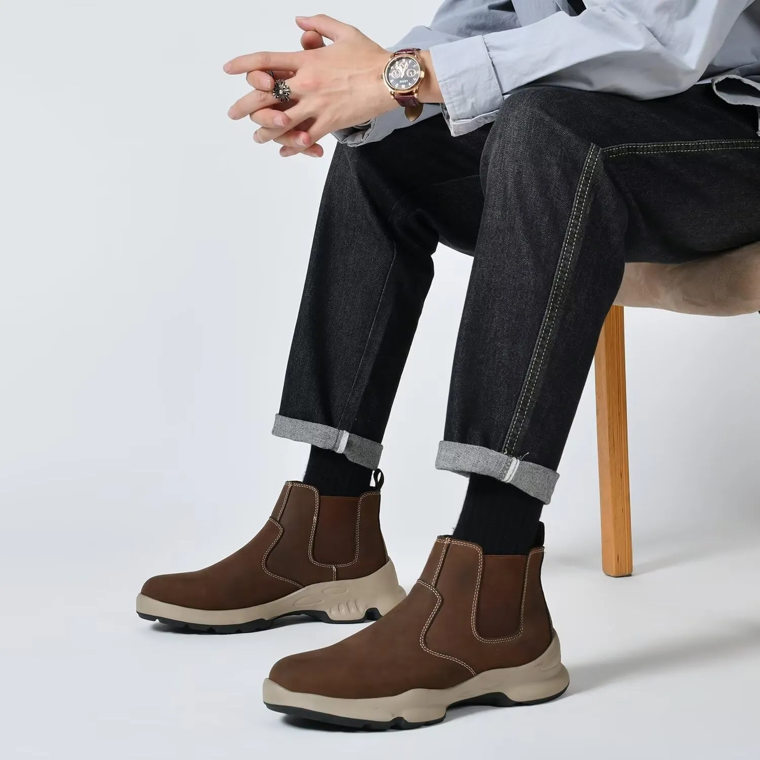 Men's Chukka Boots Genuine Leather Ankle Boot for Men Classic Casual Oxford Style Footwear