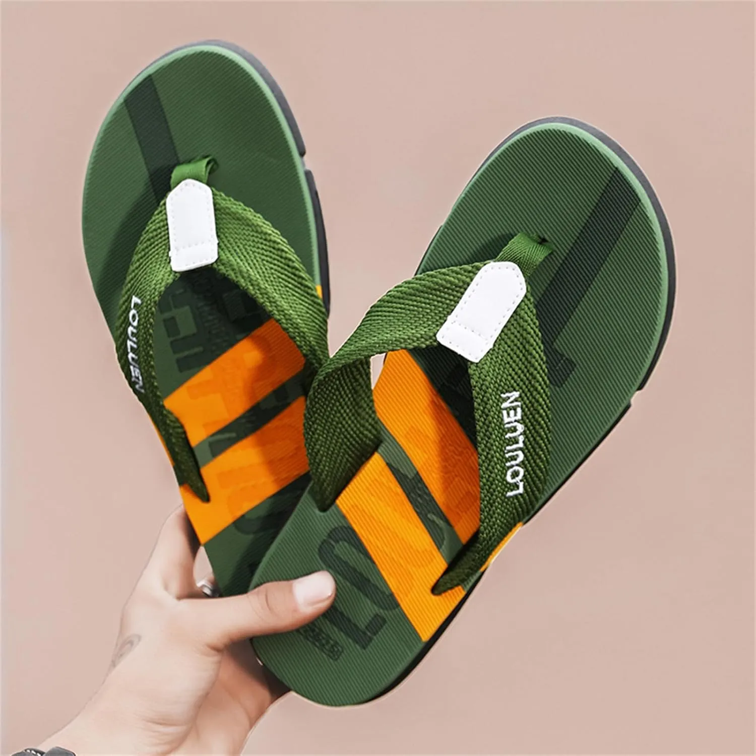 Men's Color Block Summer Flip Flops | Outdoor Leisure Beach Shoes for Men | Men's Slip-on Slippers with Anti-slip Sole