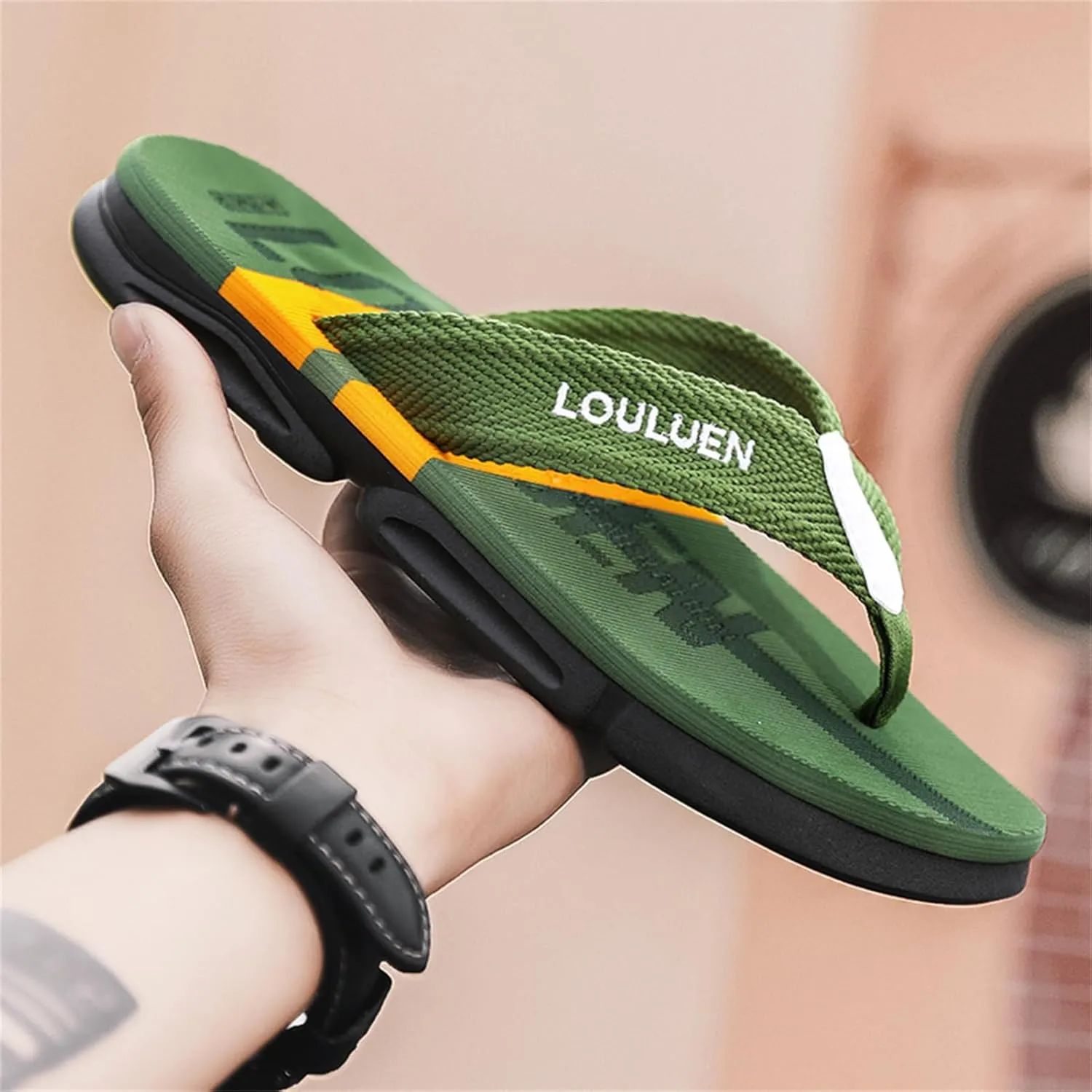 Men's Color Block Summer Flip Flops | Outdoor Leisure Beach Shoes for Men | Men's Slip-on Slippers with Anti-slip Sole