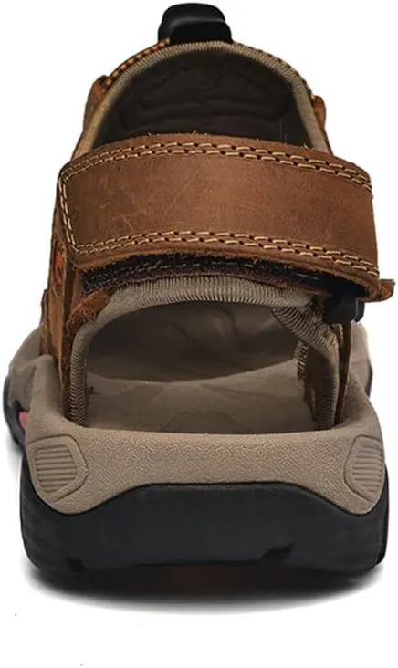 Men's Hiking Sandals Outdoor Sport Closed Toe Leather Walking Sandal Waterproof Non-Slip Casual Sandals Water Shoes