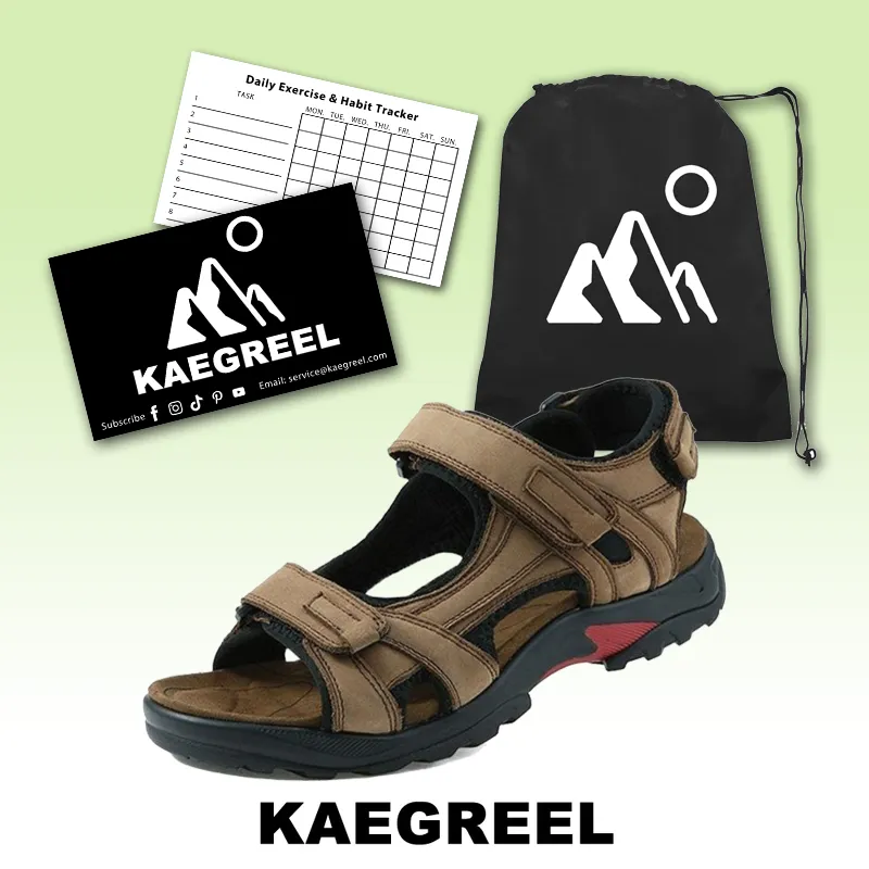 Men's leather beach shoes in the first layer with open toe slip summer handmade sandals in plus sizes outdoors