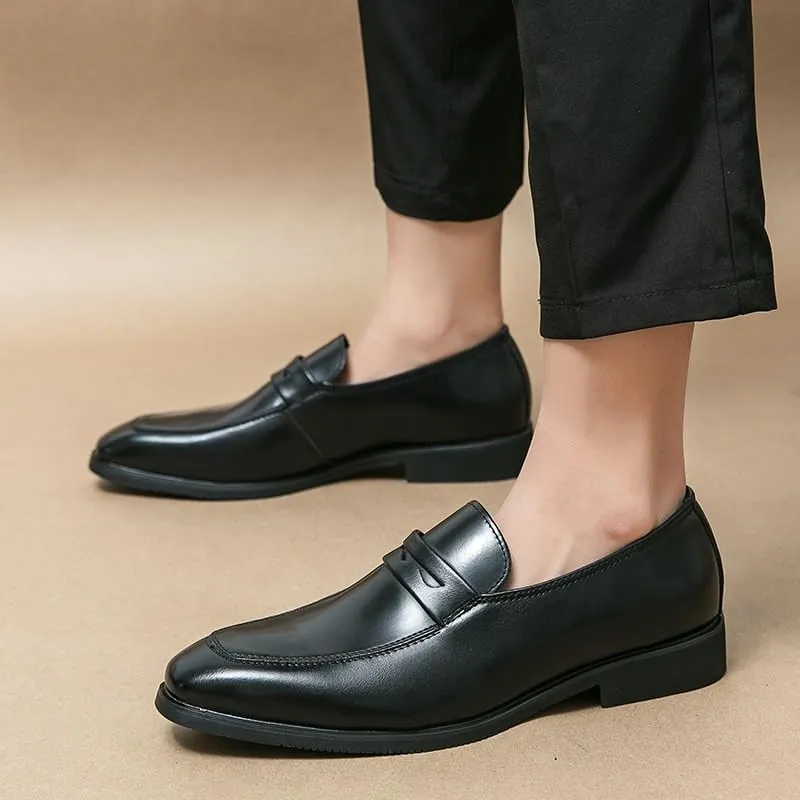 Men's Leather Loafers Pointed Shoes Casual Men Low-heel Shoes