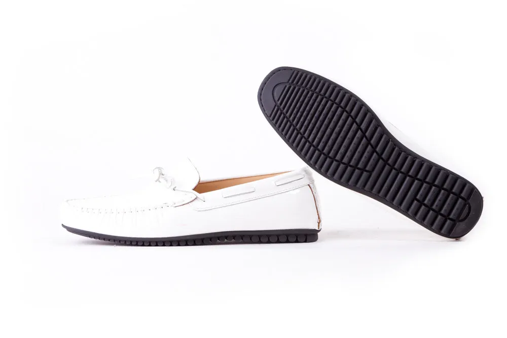 Men's White Patent Driver Mocassin (EX-178)