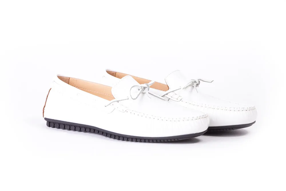 Men's White Patent Driver Mocassin (EX-178)