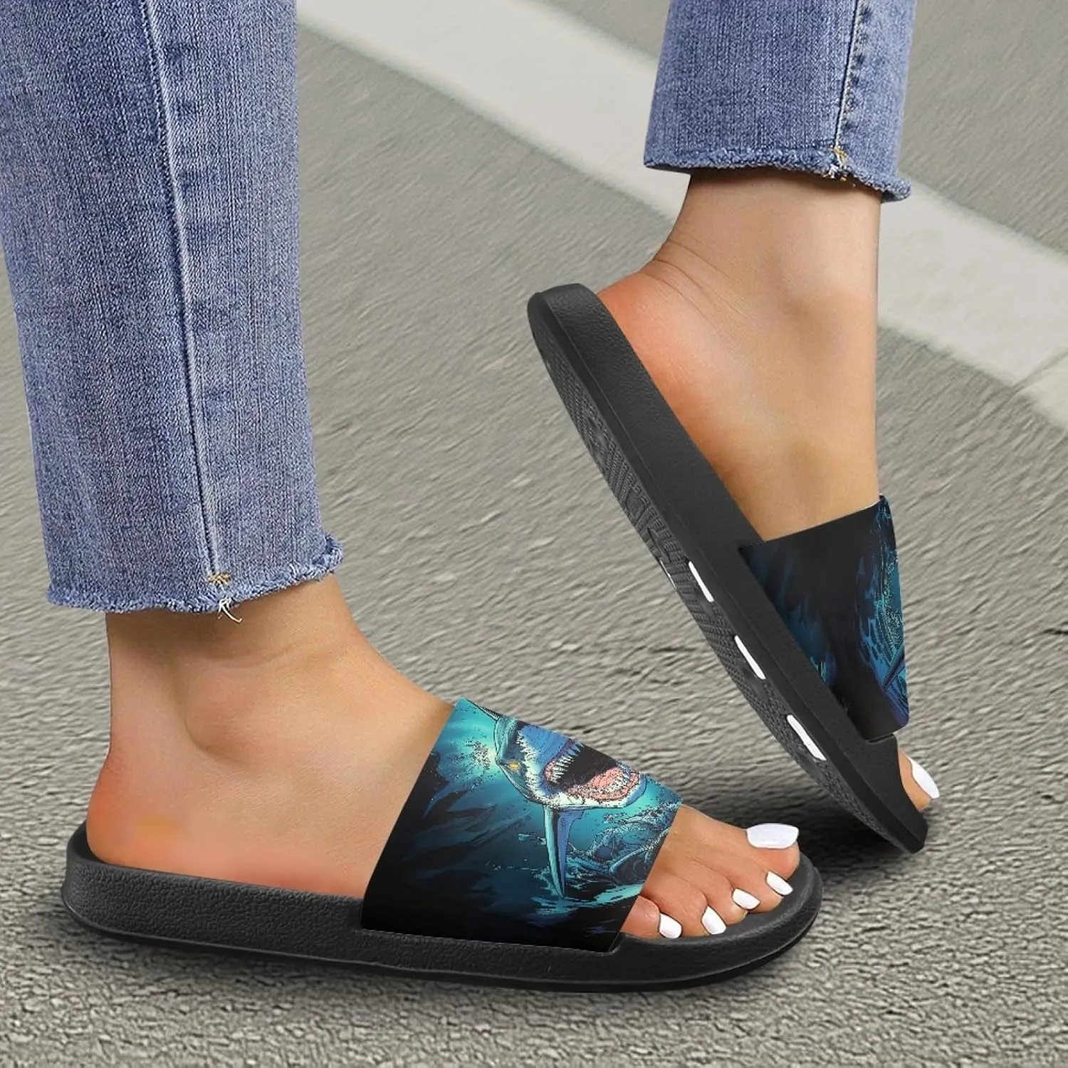 Micoklinlin Slide Sandals for Women Men Cute Rubber Slip-On Flip Flops Fashion Shower Yoga Pool Beach Waterproof Slippers