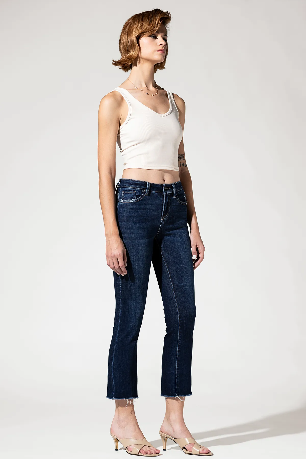Mid Rise Boot Cut Crop