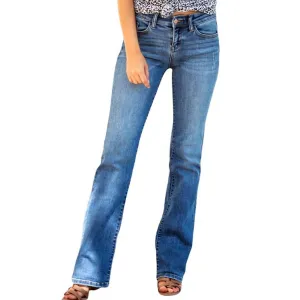 Mid Rise Boot Cut Jeans In Medium Wash