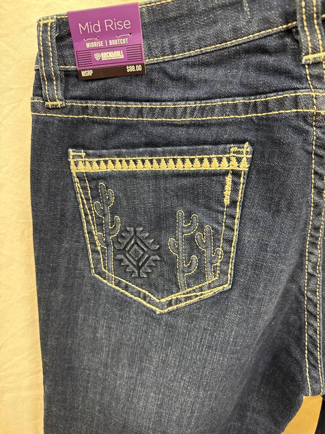 Mid Rise Bootcut Jeans In Dark Blue
