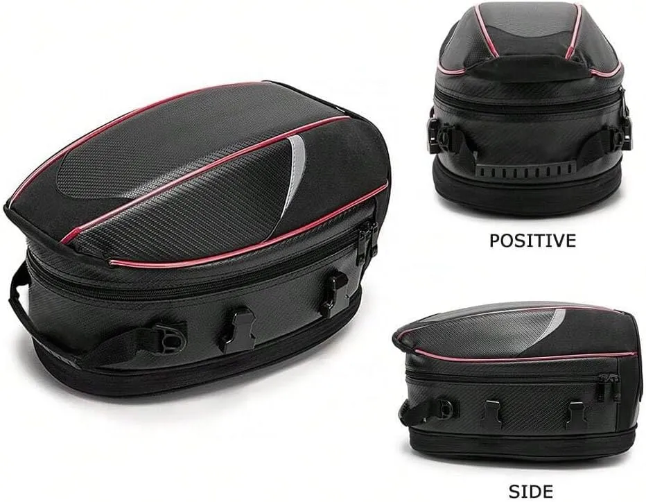 Motorcycle Tail Bag for Triumph Tiger 1200 GT und Rallye, Large Capacity Water-Resistant Wear-Resistant Motorcycle Helmet Bag, Expandable Rear Seat Storage Luggage Backpack,B White Black