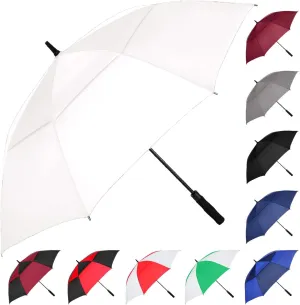 MRTLLOA Automatic Open Golf Umbrella, 62/68/72 Inch Extra-Large Oversized Double Canopy Vented Windproof Waterproof Stick Rain Golf Umbrellas for Men and Women (White, 62 inch)