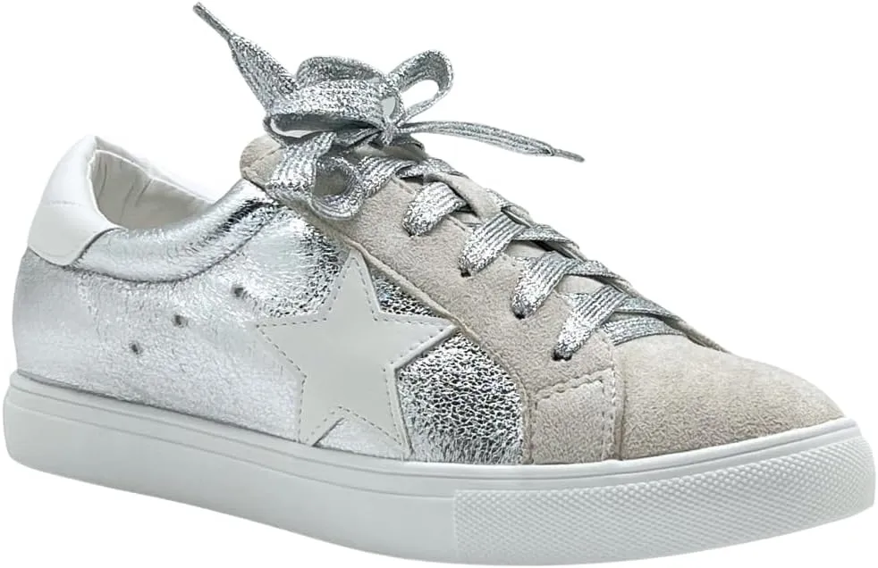 Multi-Fabric Lace-Up Fashion Sneaker
