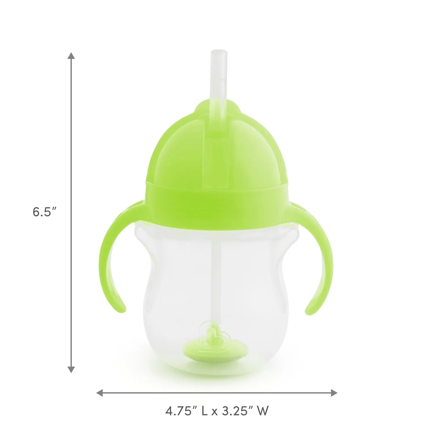 Munchkin Any Angle Sippy Cups for Toddlers, Spill Proof Weighted Straw Cup with Transition Handles for Babies 6 Months and Up, 2 Pack, Blue/Green
