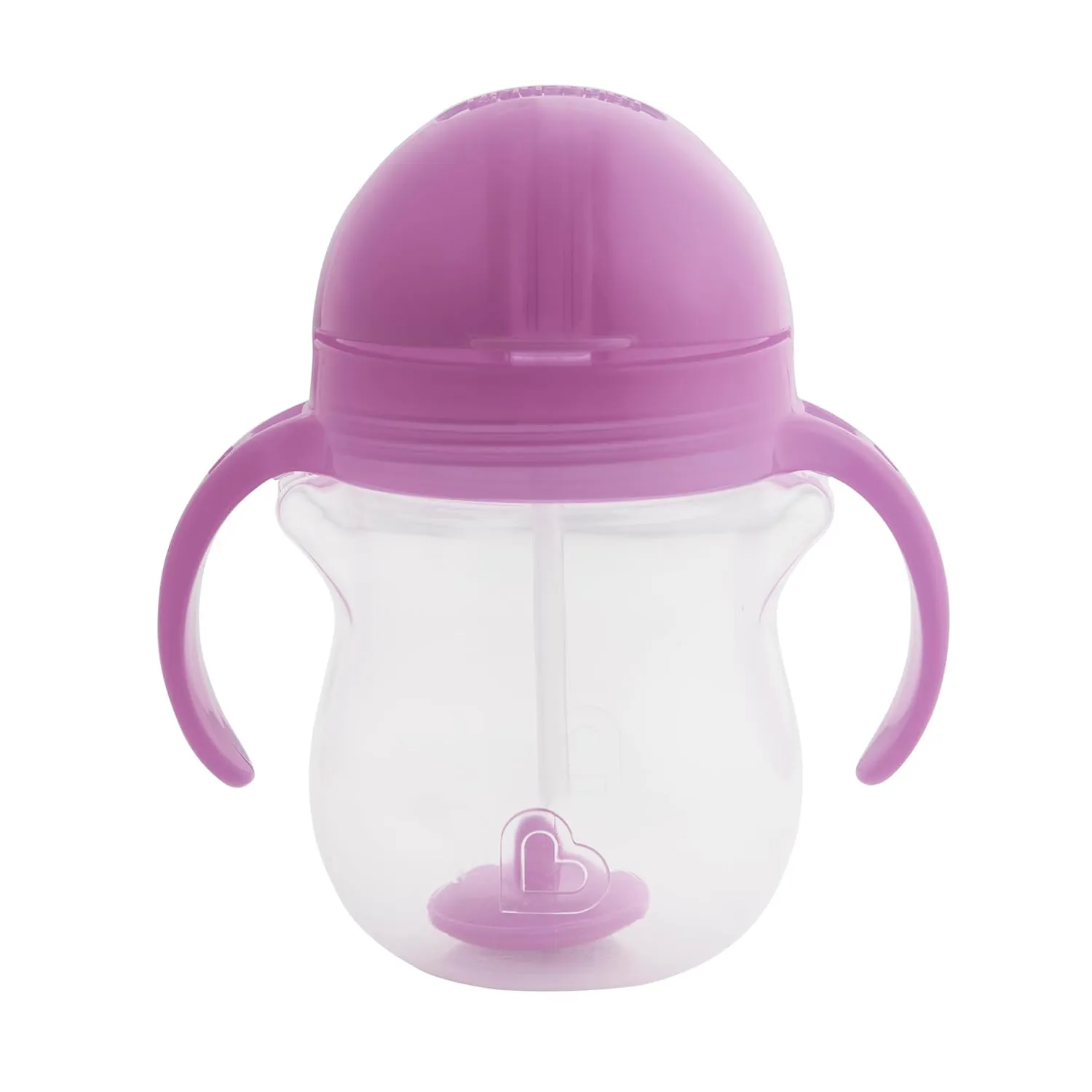 Munchkin Any Angle Sippy Cups for Toddlers, Spill Proof Weighted Straw Cup with Transition Handles for Babies 6 Months and Up, 7 Ounce, 2 Pack, Pink/Purple
