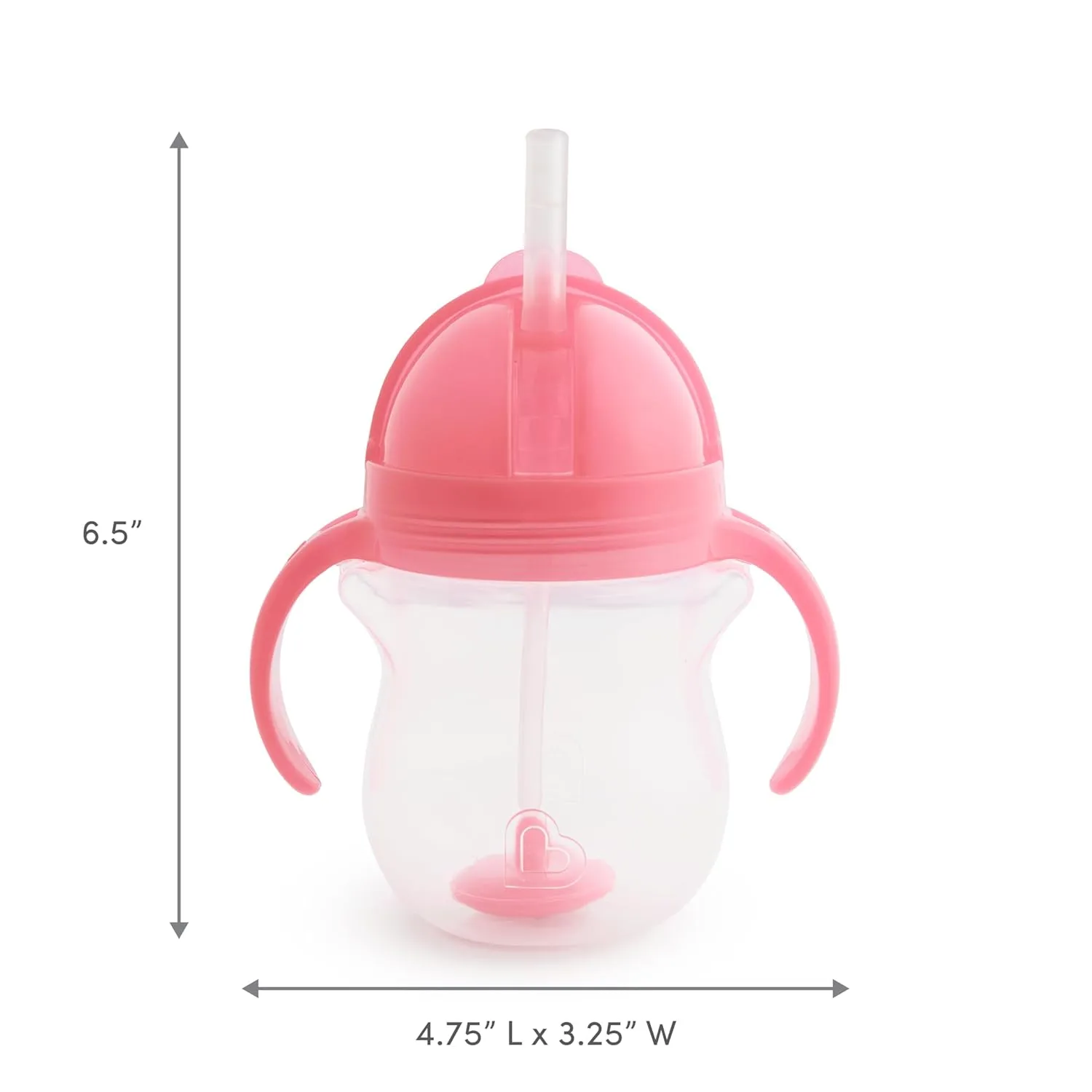 Munchkin Any Angle Sippy Cups for Toddlers, Spill Proof Weighted Straw Cup with Transition Handles for Babies 6 Months and Up, 7 Ounce, 2 Pack, Pink/Purple