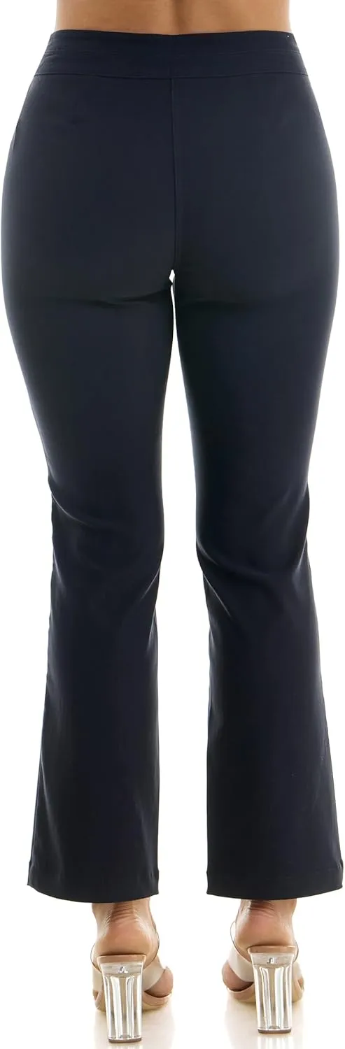 Nanette Nanette Lepore Women's Double Button Boot Cut Freedom Stretch Full Length Pant with Functional Pockets